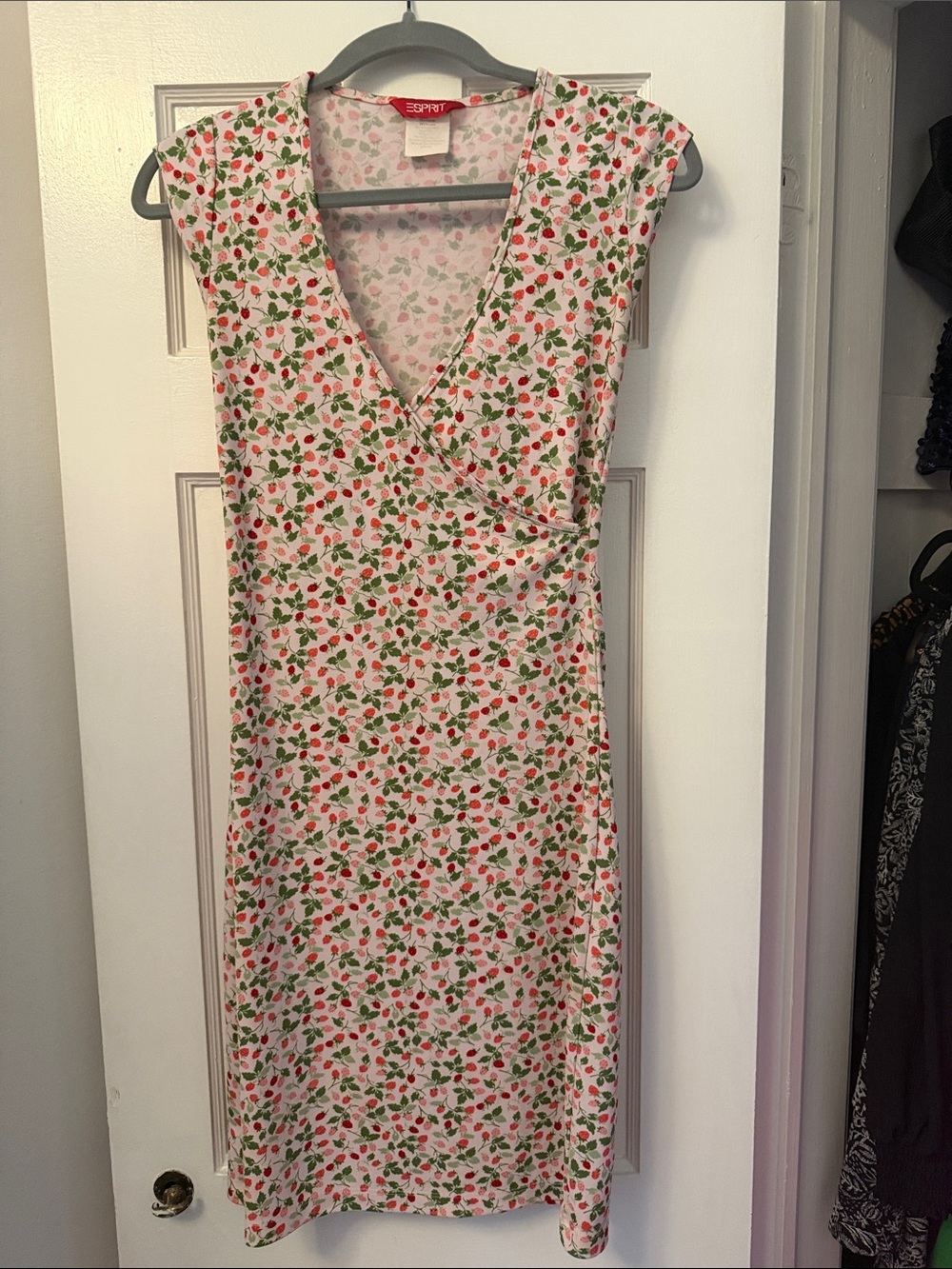 Esprit White Dress with Pink and Red Cherry Print
